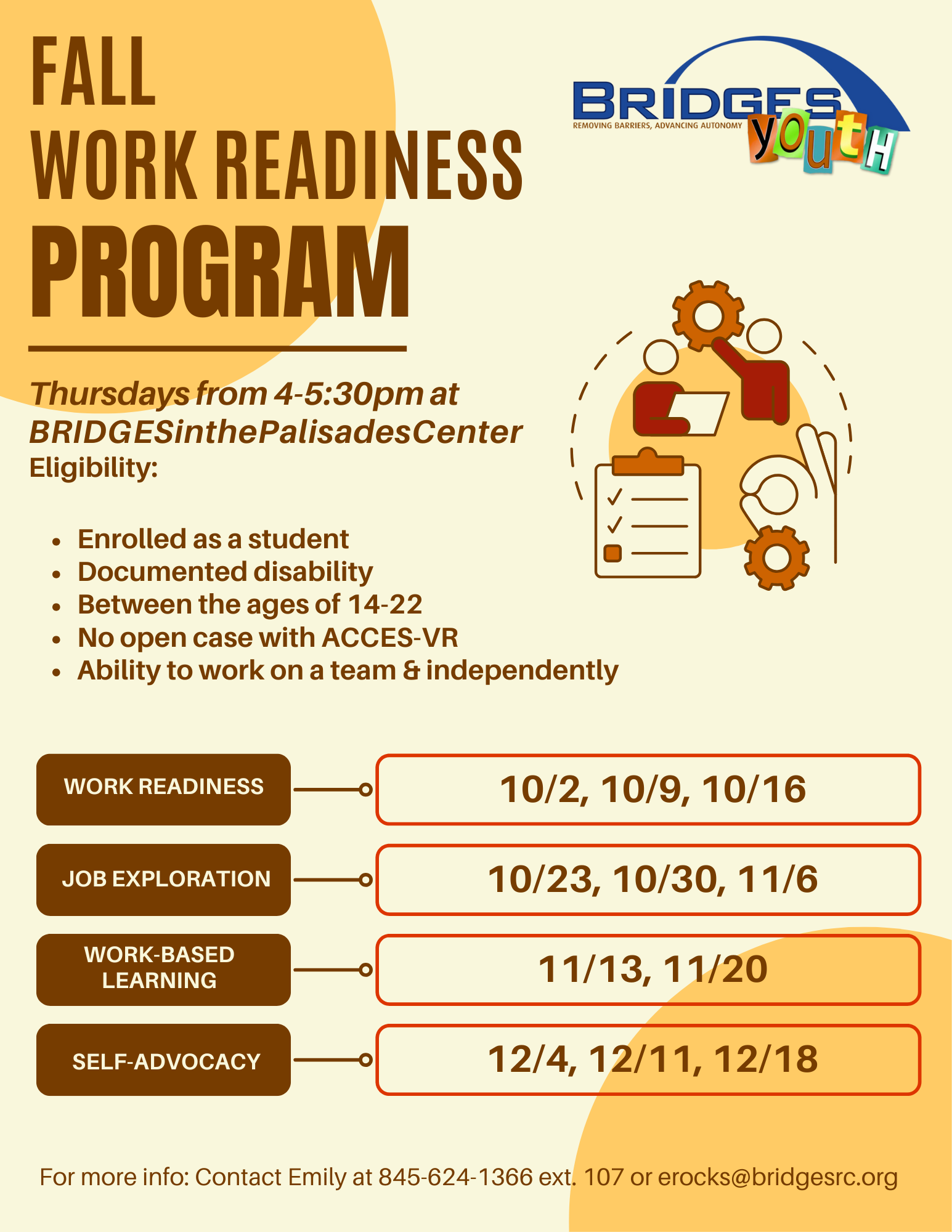Poster about work readiness, email erocks@bridgesrc.org for more information